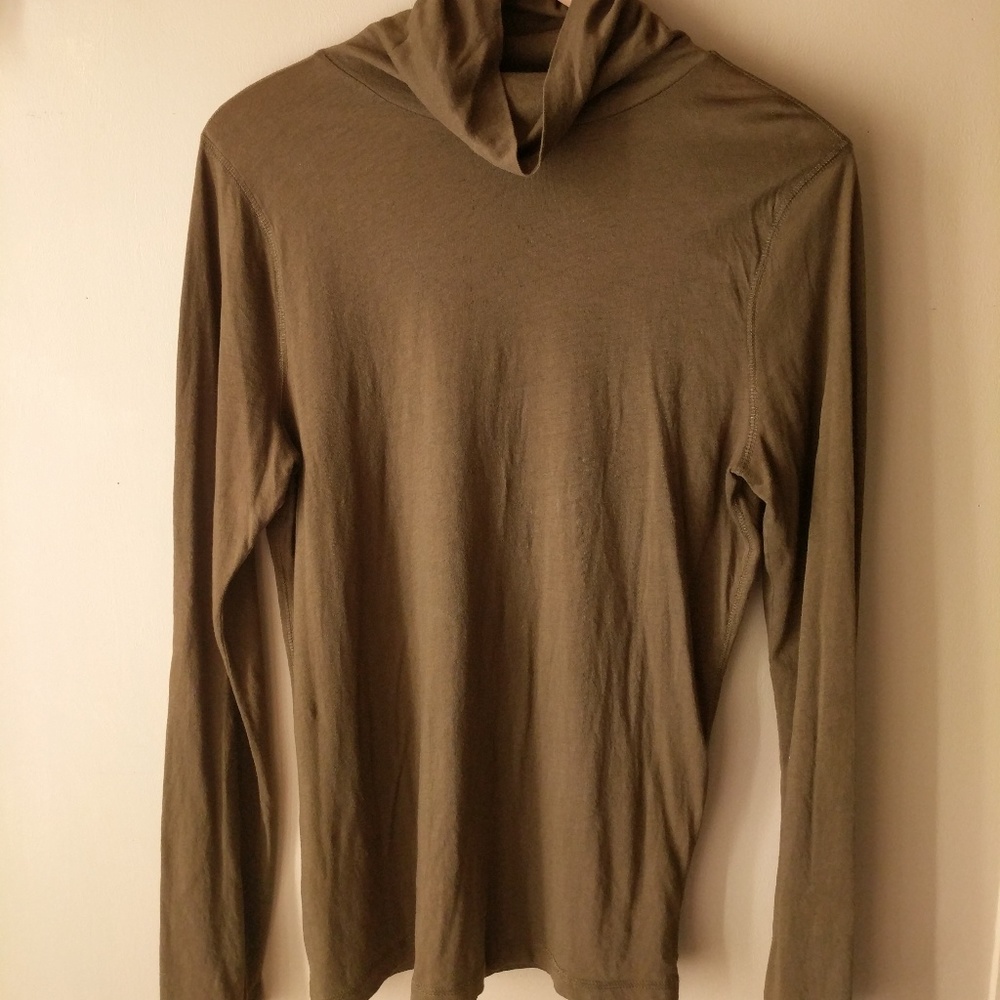 J.Crew Tissue Turtleneck T-Shirt Sz L Moss Green